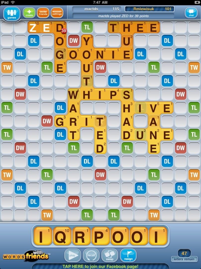 Captura de pantalla - Words With Friends