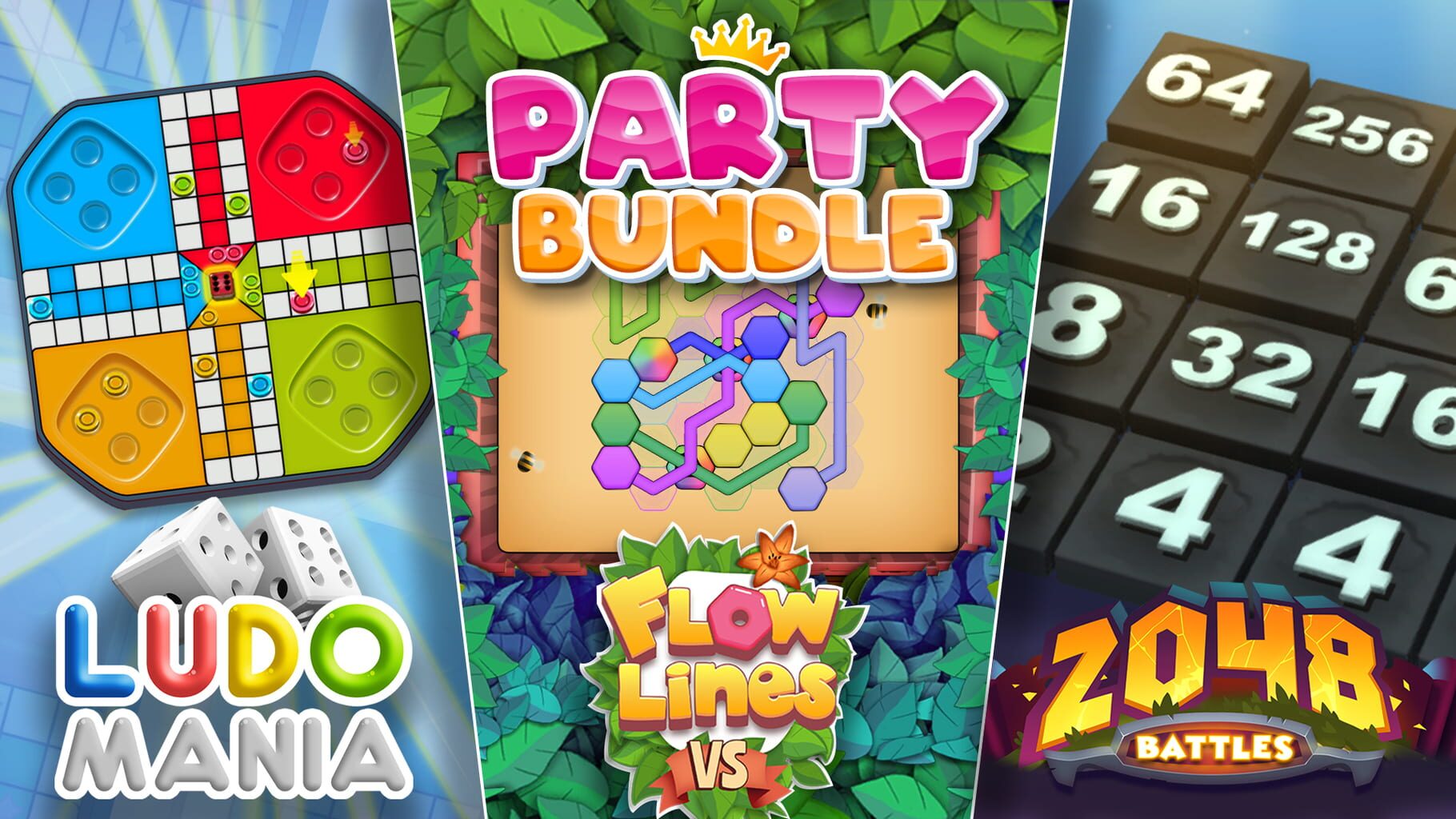 Party Bundle: Ludomania & Flowlines Vs. & 2048 Battles artwork