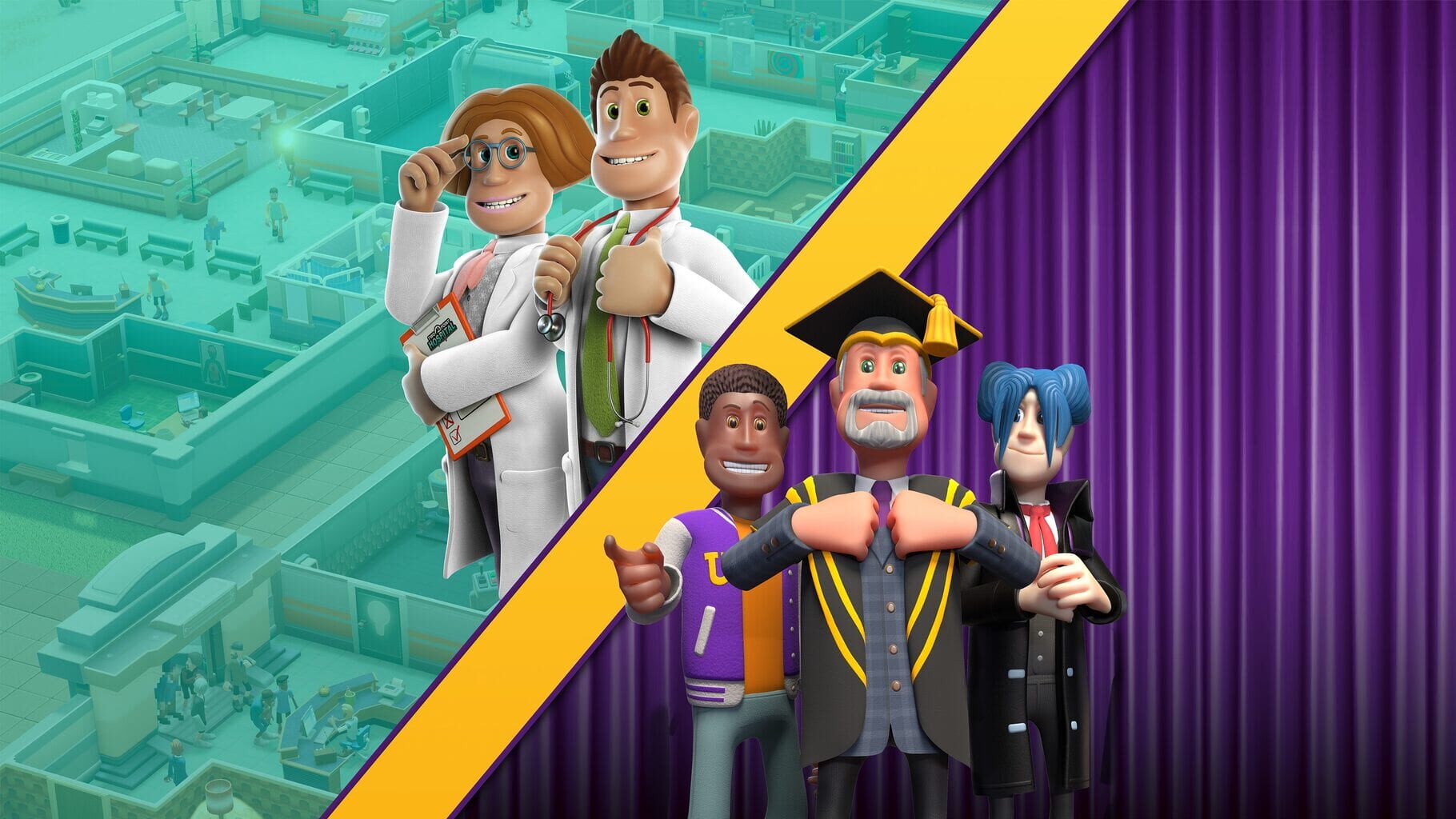 Two Point Hospital and Two Point Campus Double Pack artwork