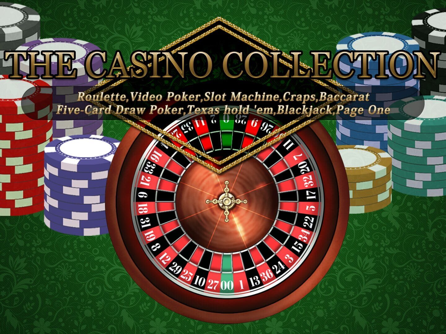 The Casino Collection: Ruleta, Vídeo Póker, Tragaperras, Craps, Baccarat, Five-Card Draw Poker, Texas hold 'em, Blackjack and Page One