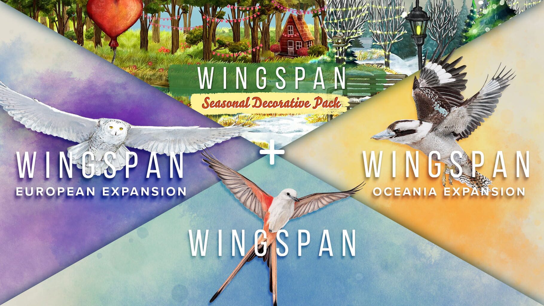 Wingspan + European Expansion + Oceania Expansion + Seasonal Decorative Pack artwork