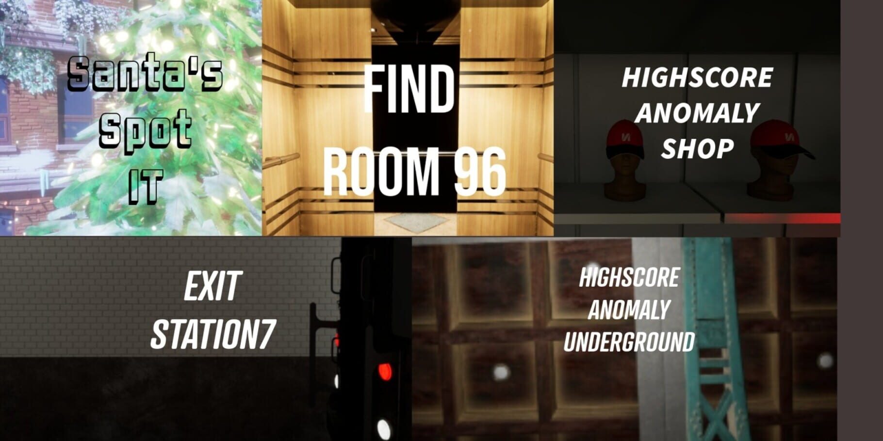 Santa's Spot It + Exit Station 7 + Find Room 96 + HighScore Anomaly Shop +HighScore Anomaly Underground artwork