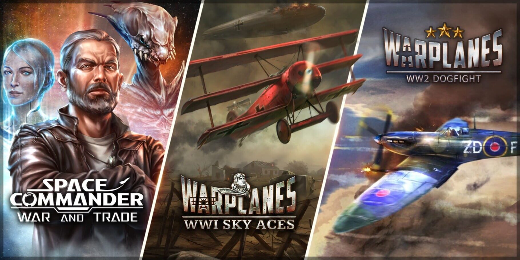 Artwork for Warplanes: WW1 + WW2 + Space Commander Bundle