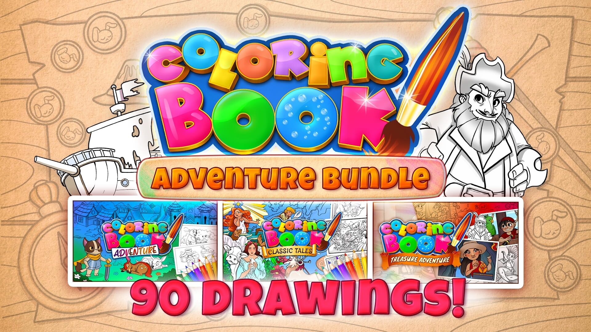 Coloring Book: Adventure Bundle - 90 Drawings artwork