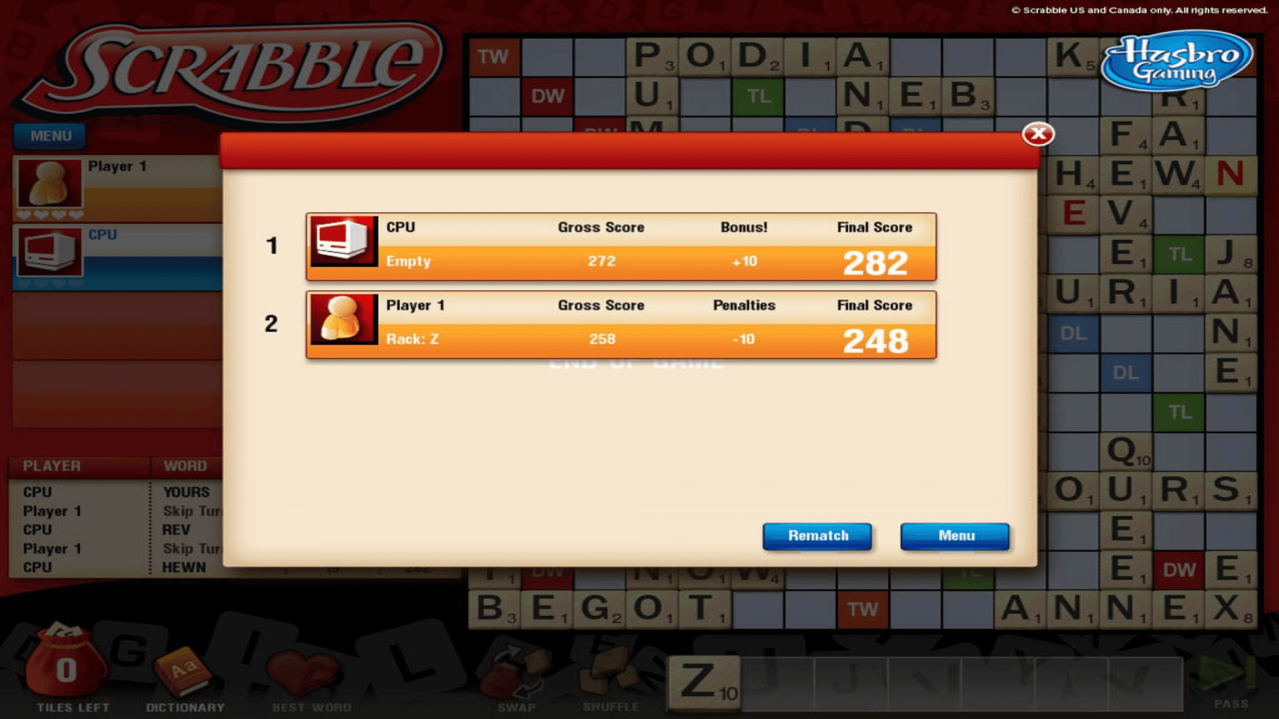 Scrabble screenshot