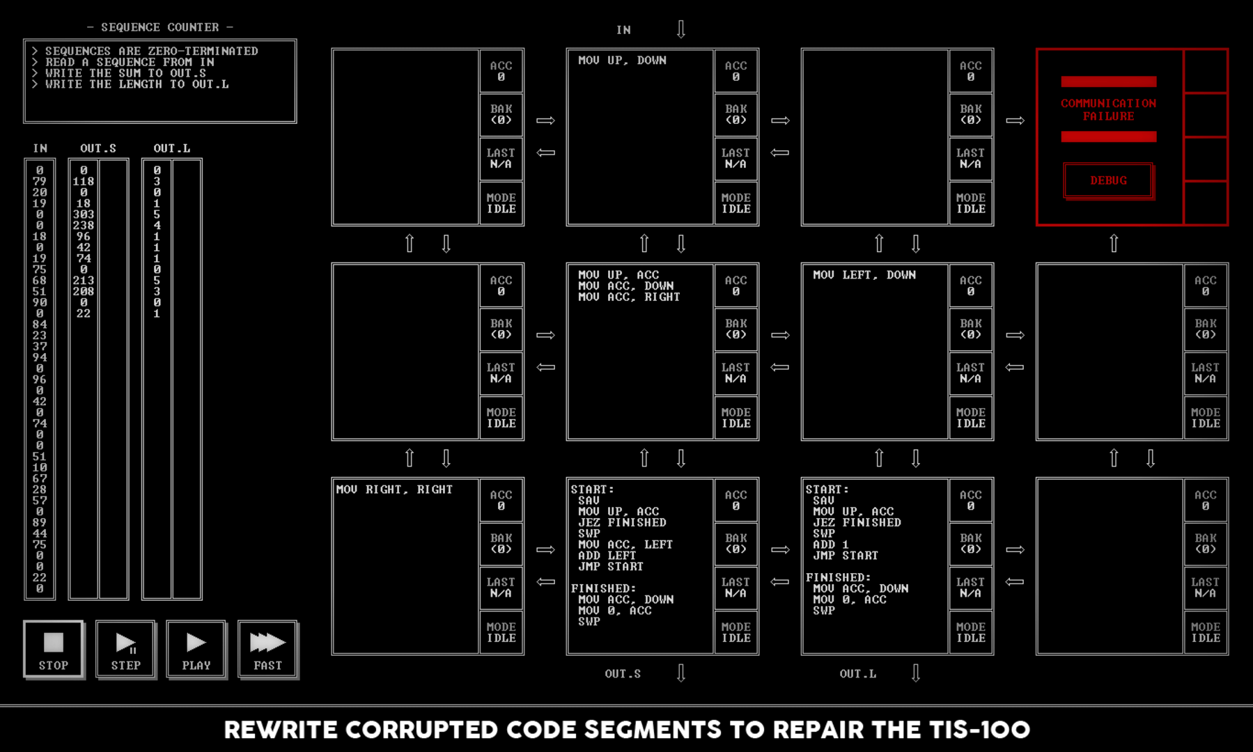 TIS-100 screenshot