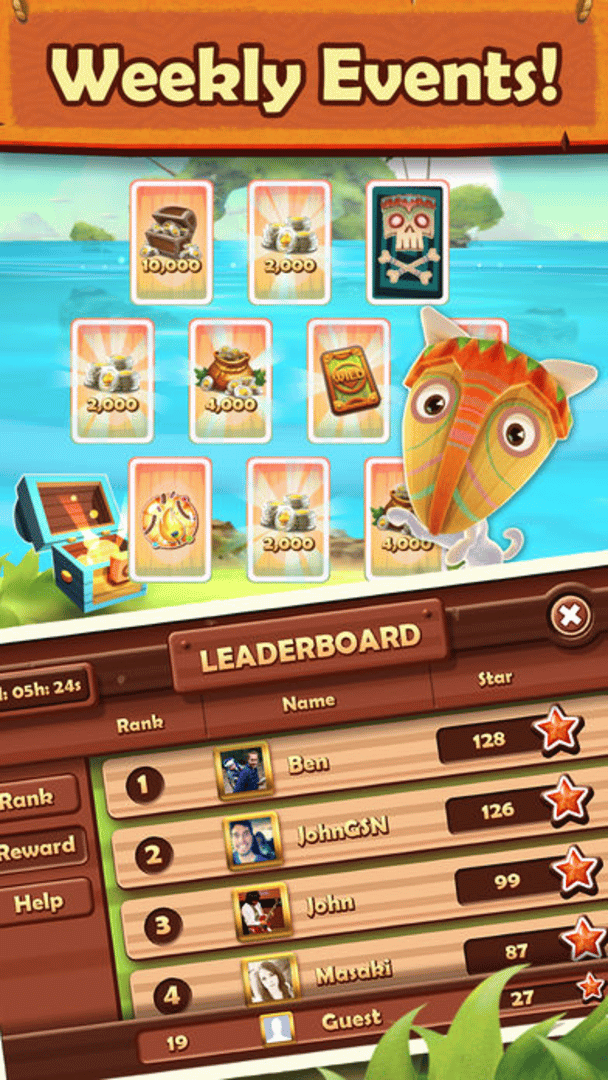 Tiki Solitaire TriPeaks screenshot