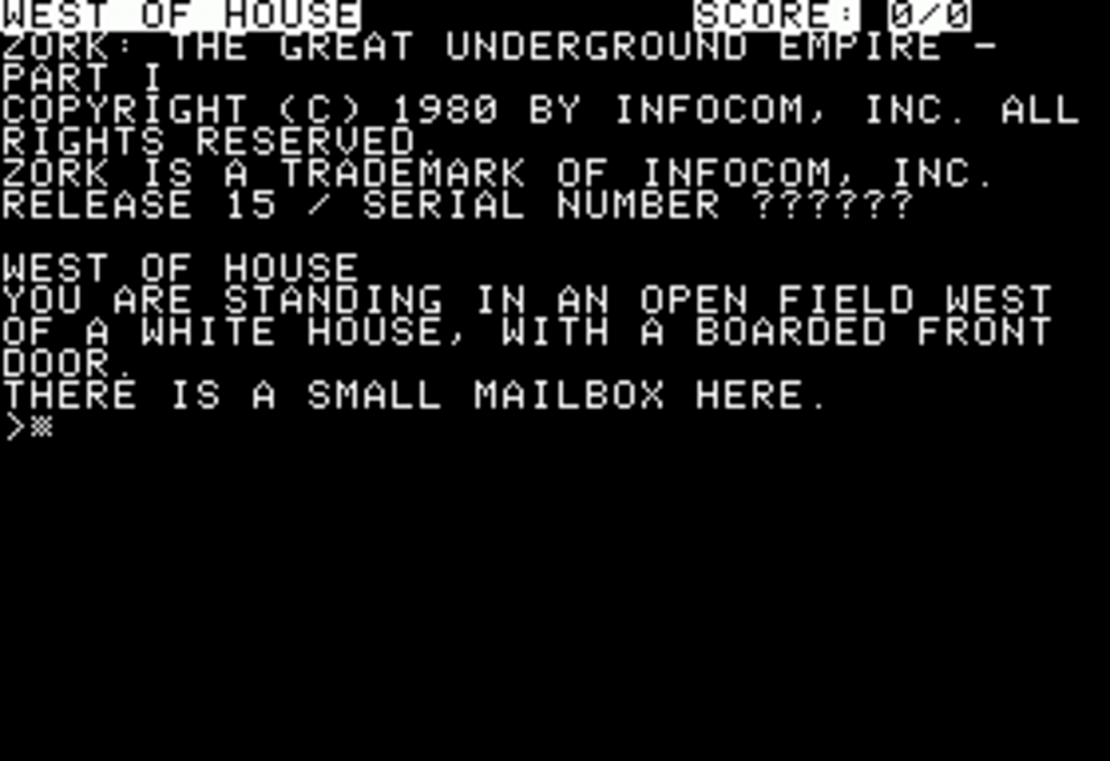 Zork screenshot