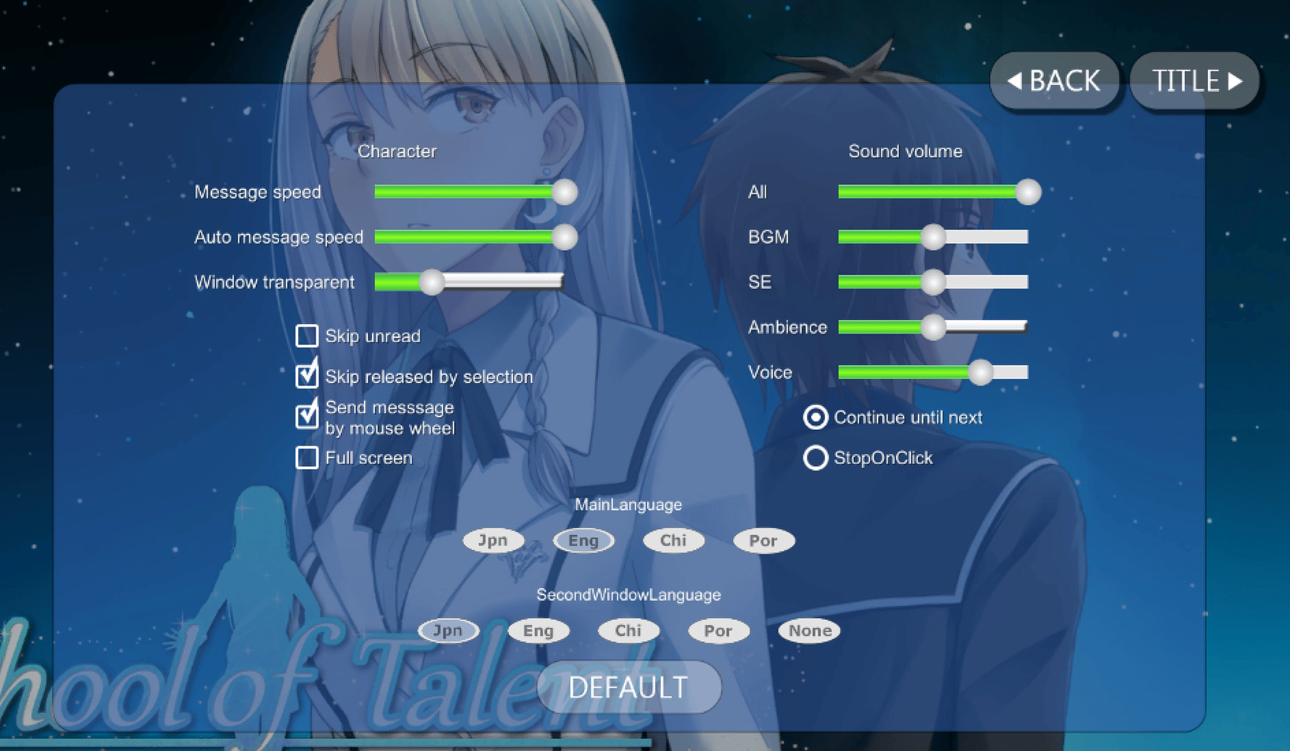 School of Talent: Suzu-Route screenshot