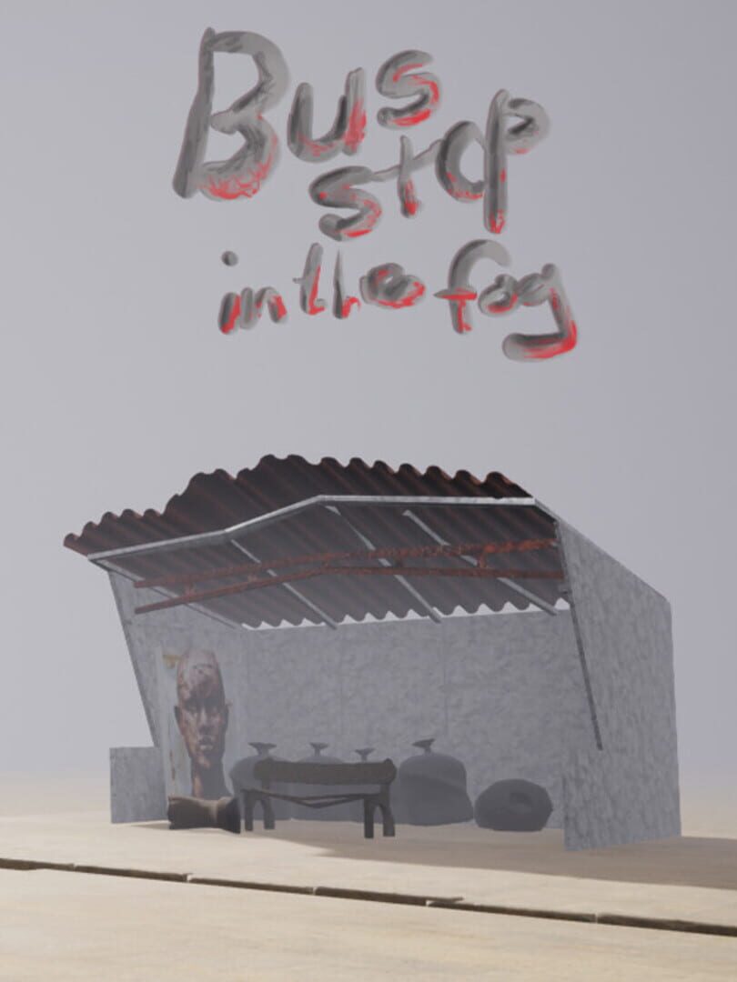Bus stop in the fog