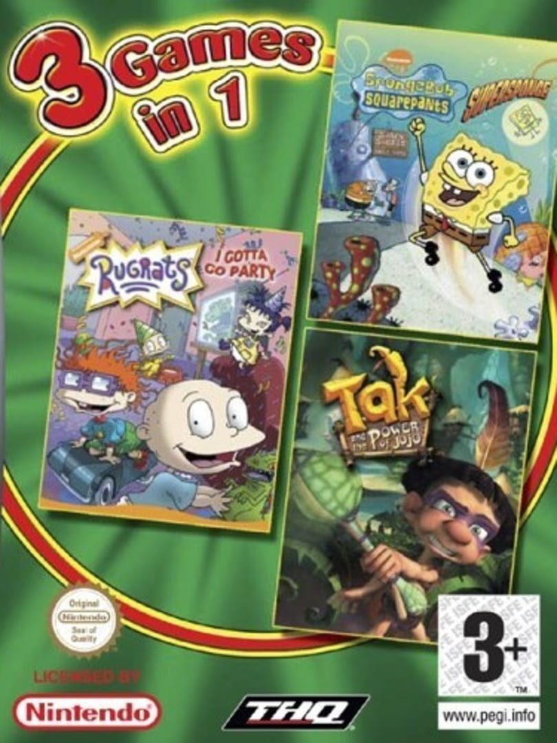 3 Games in 1: Tak and the Power of Juju / SpongeBob SquarePants: SuperSponge / Rugrats: I Gotta Go Party cover art