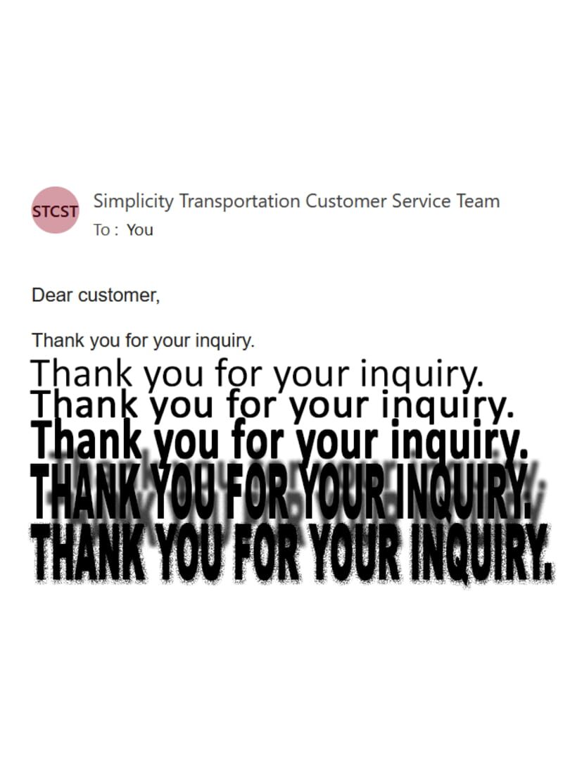 Jeu : Thank You For Your Inquiry