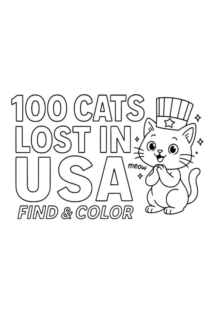 Cover image of 100 Cats Lost in Usa Find & Color
