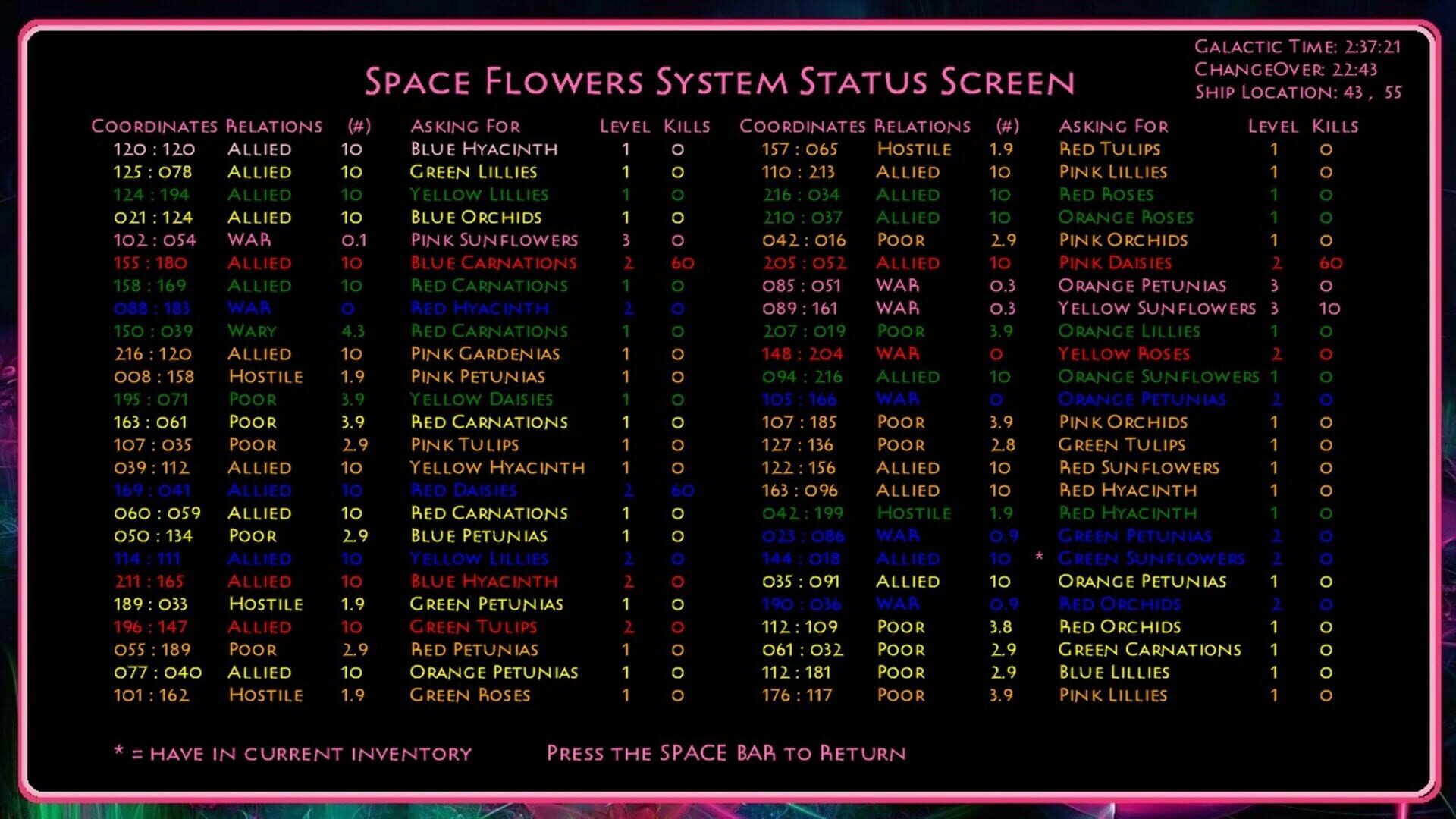 Space Flowers - Screenshot