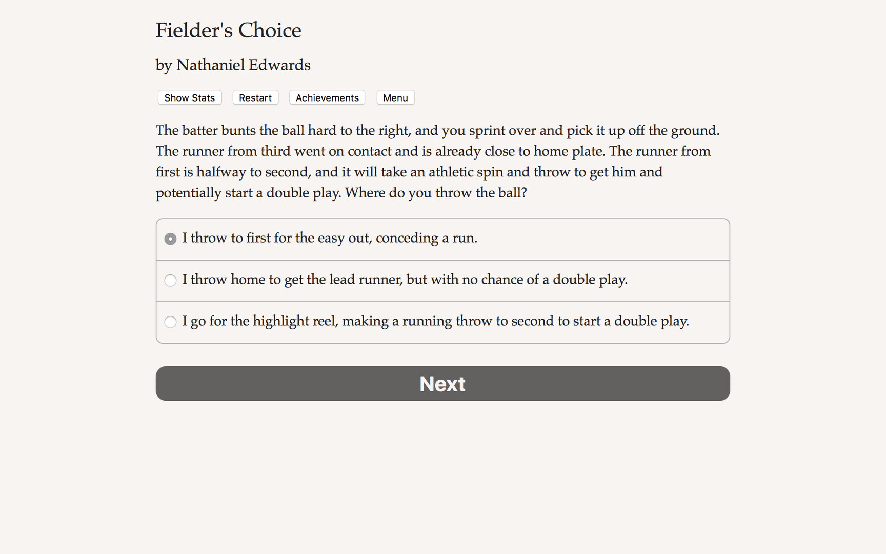 The Fielder's Choice screenshot