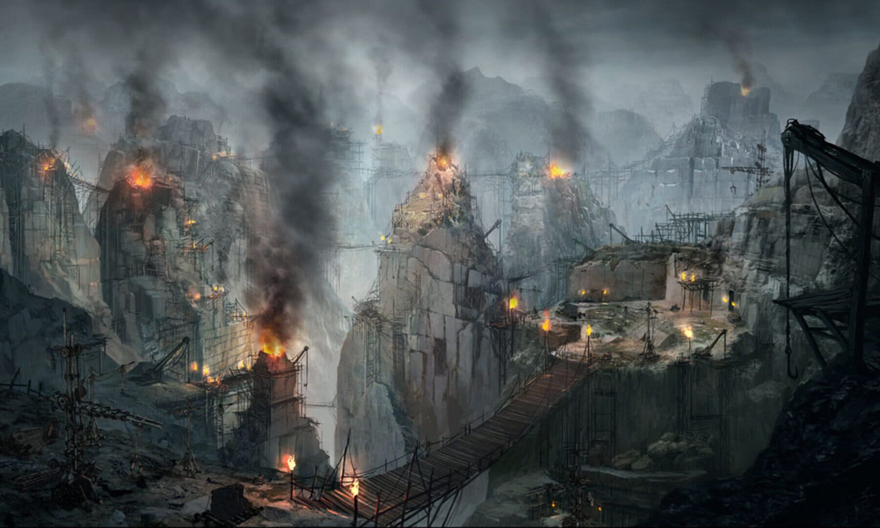 Разрушенный горящий город