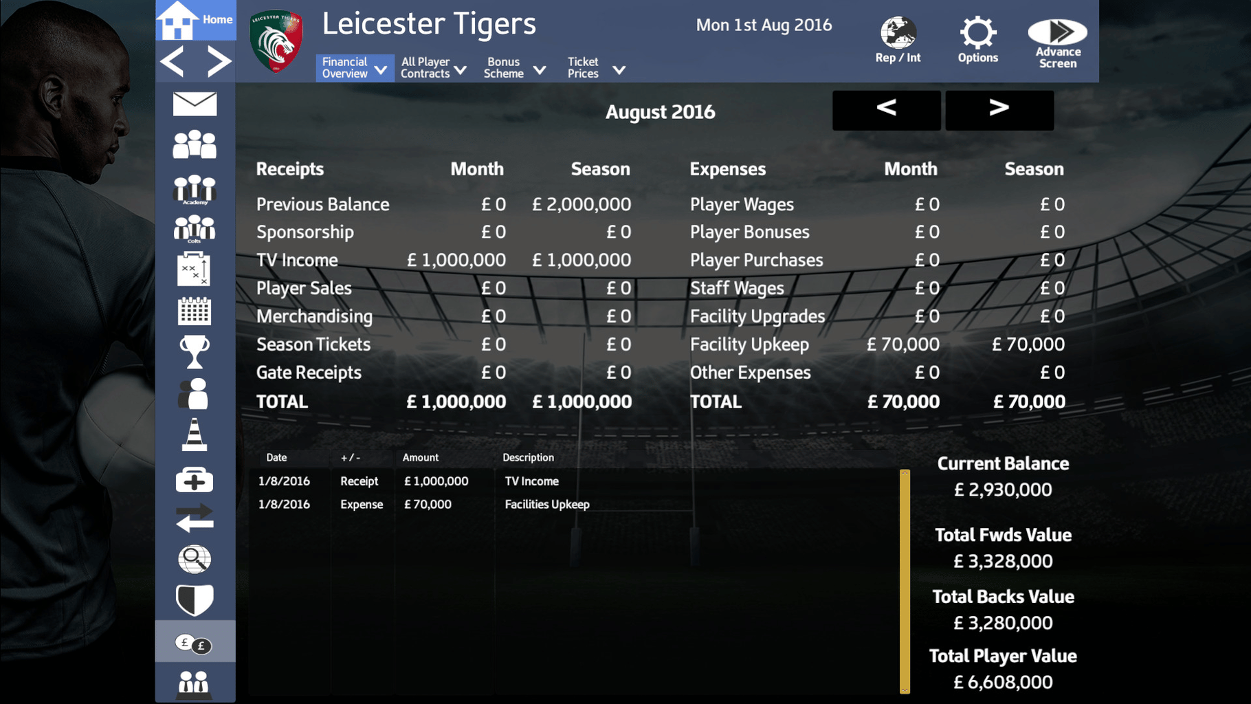 Rugby Union Team Manager 2017 screenshot