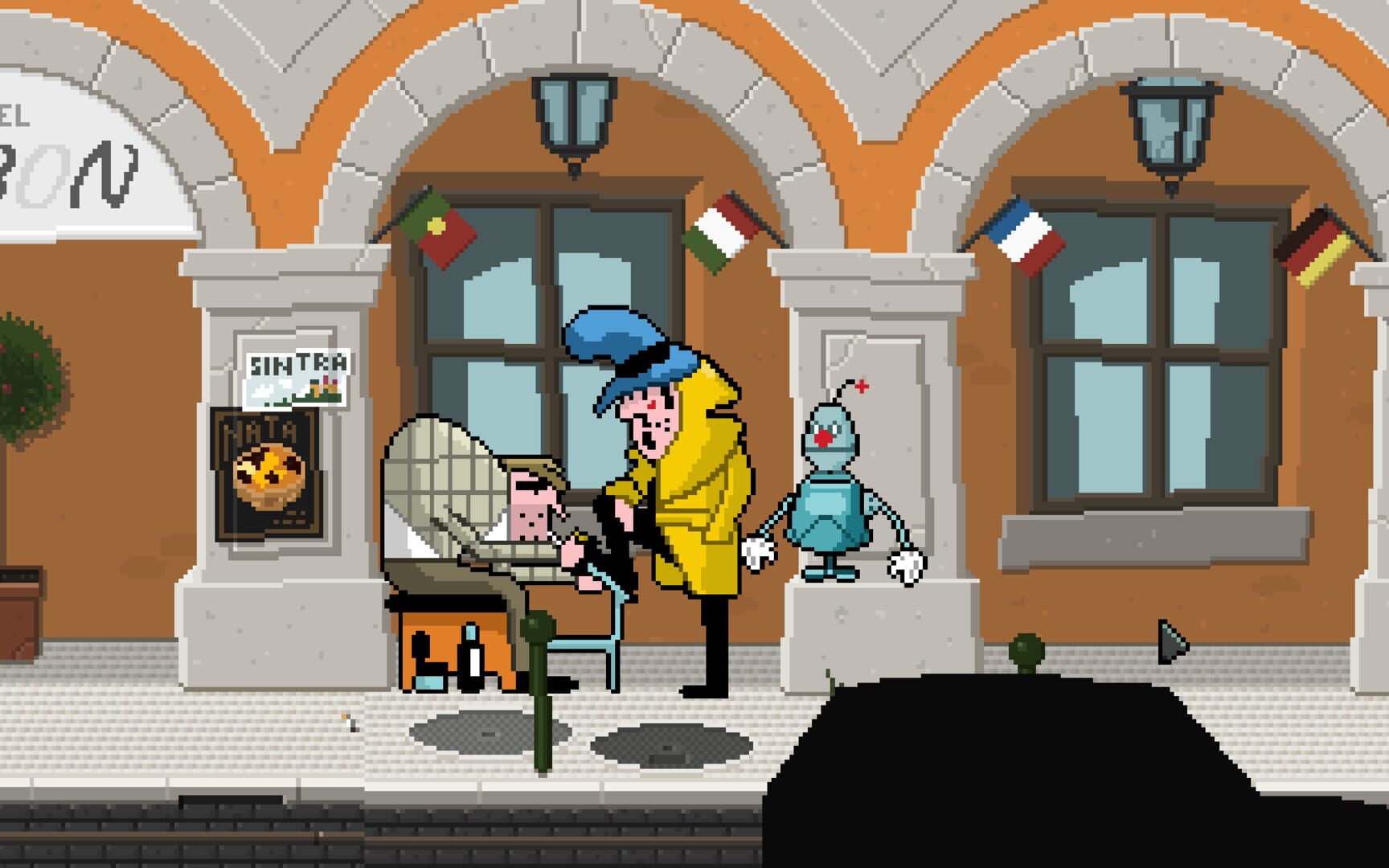 Detective Case and Clown Bot in: Murder in the Hotel Lisbon screenshot
