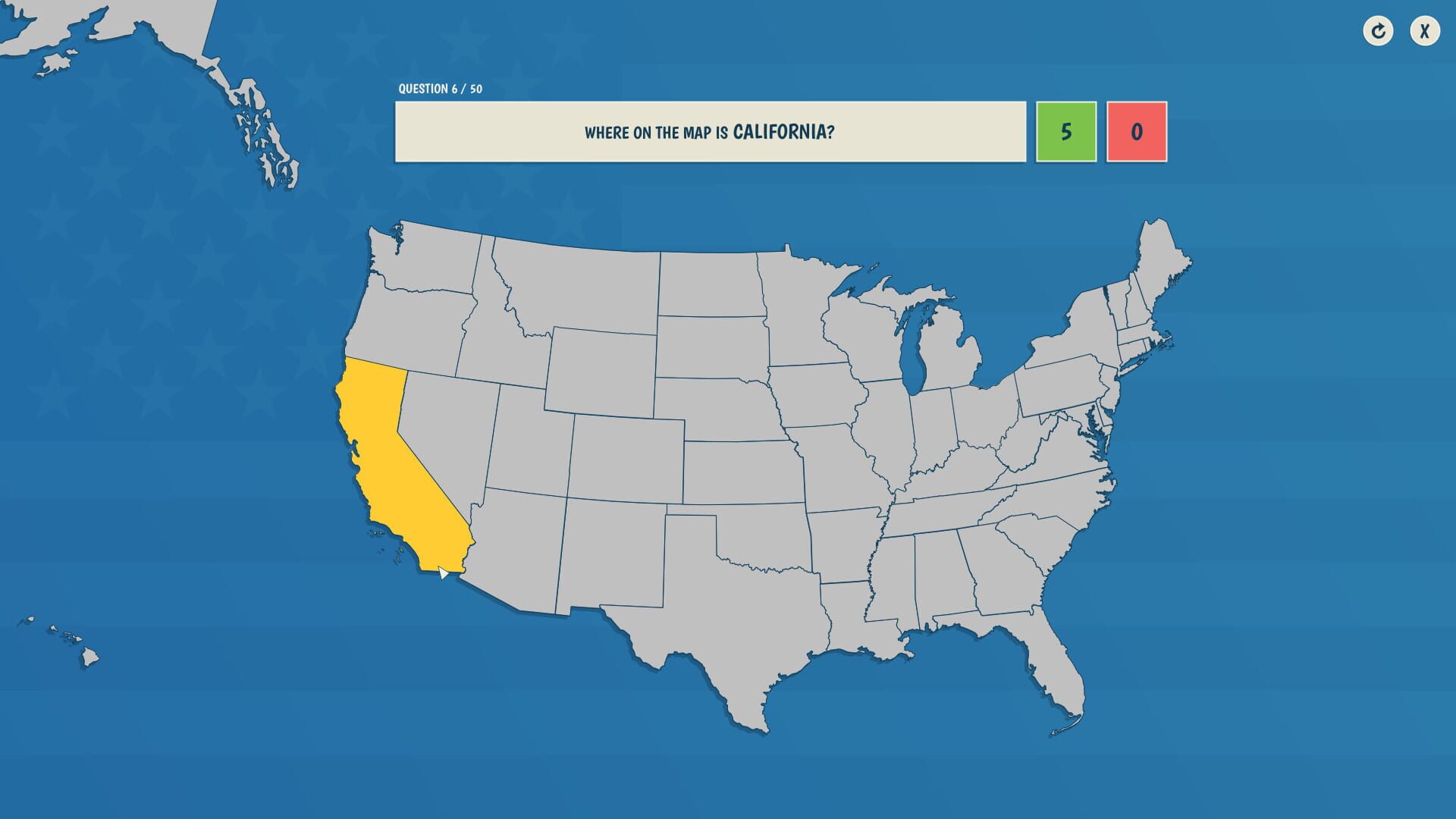The 50 States Quiz - Screenshot