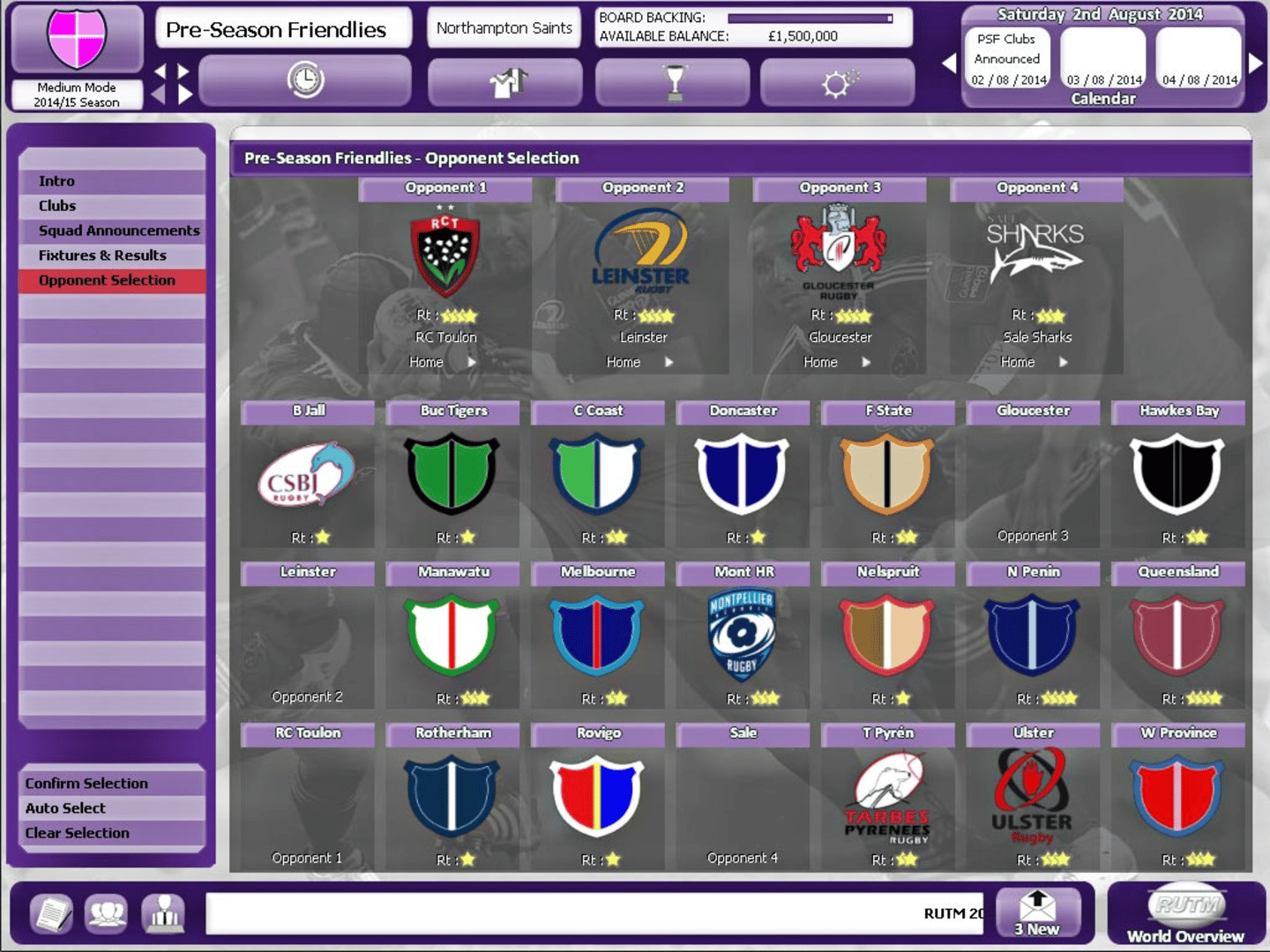 Rugby Union Team Manager 2015 screenshot