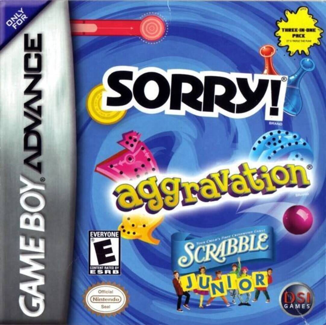 Sorry! / Aggravation / Scrabble Junior cover art