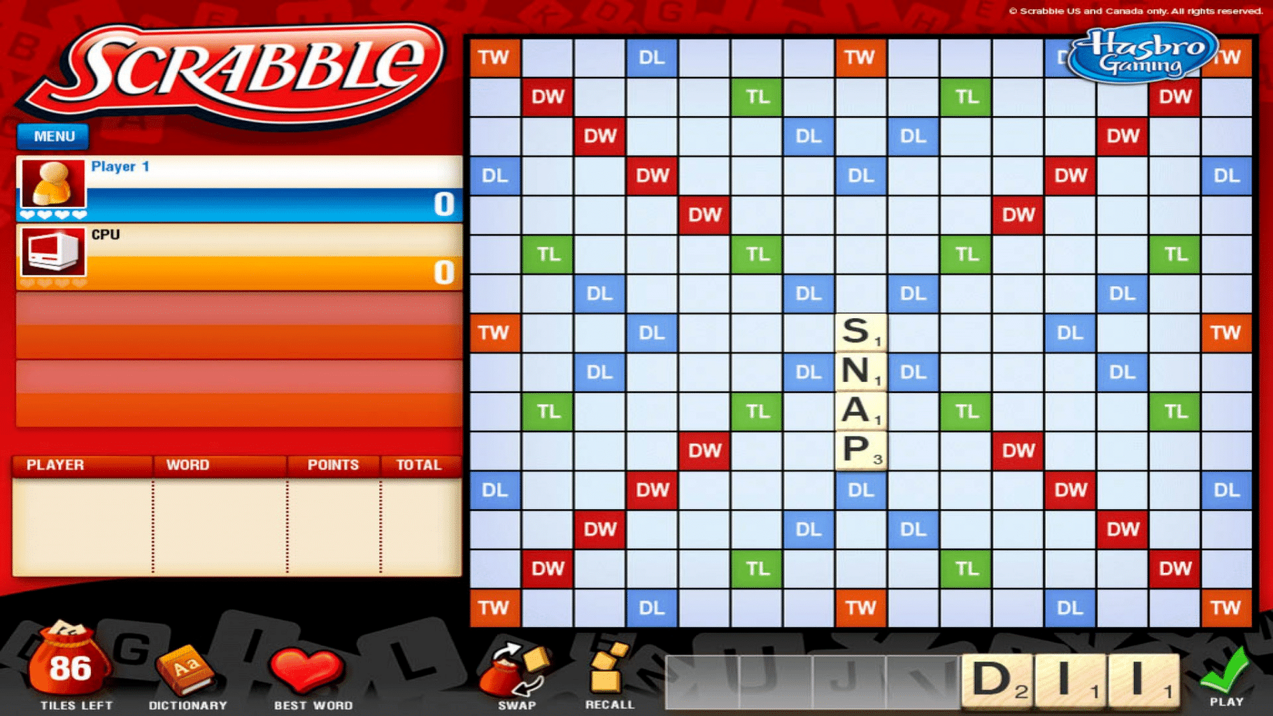 Scrabble screenshot