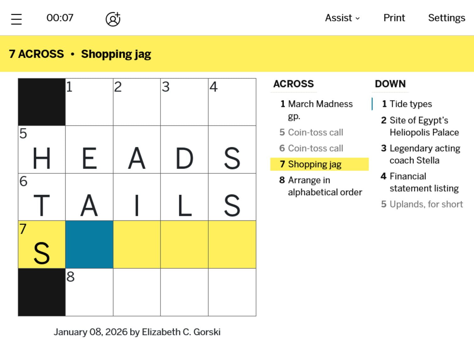 Mini Crossword - Screenshot