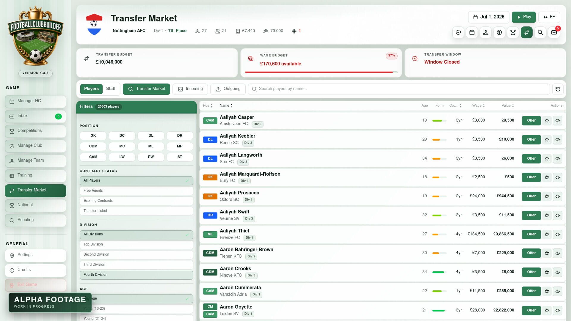 Football Club Builder - Screenshot