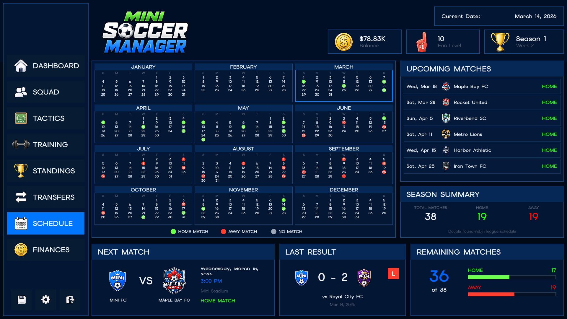 Mini Soccer Manager