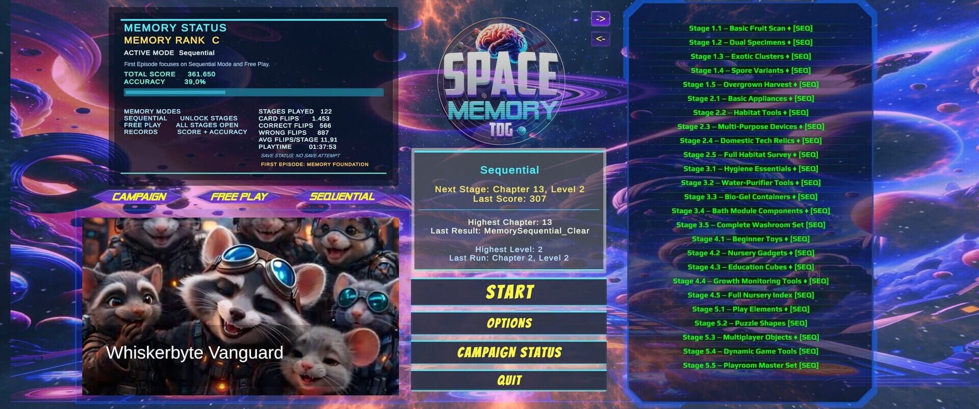Space Memory TDG - Screenshot
