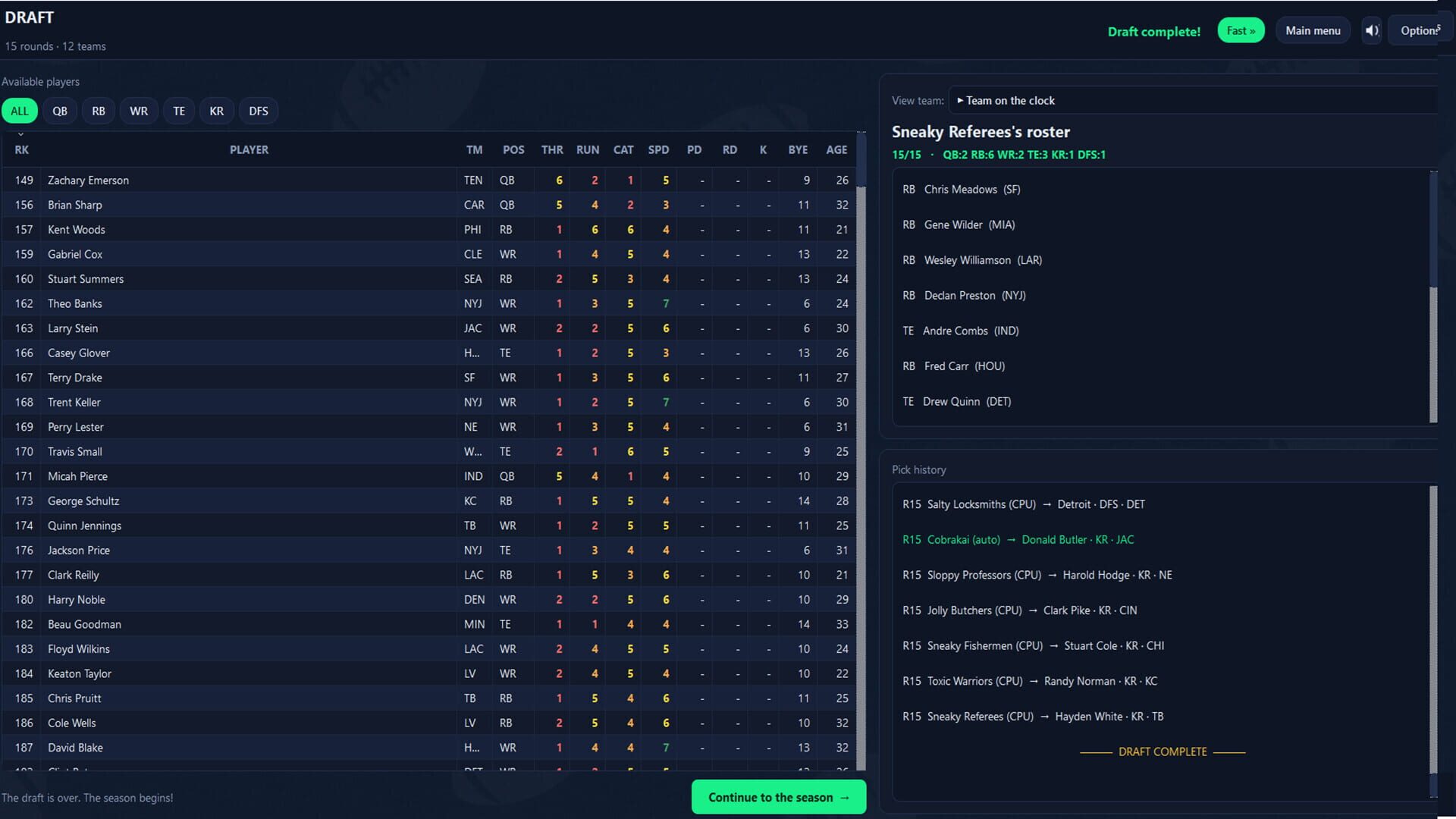 ReDraft: The Fantasy Football Simulator screenshot