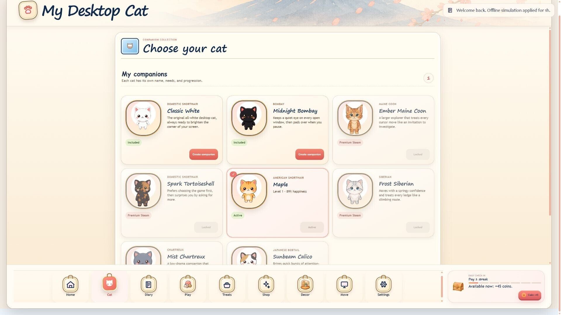 My Desktop Cat · 游戏截图