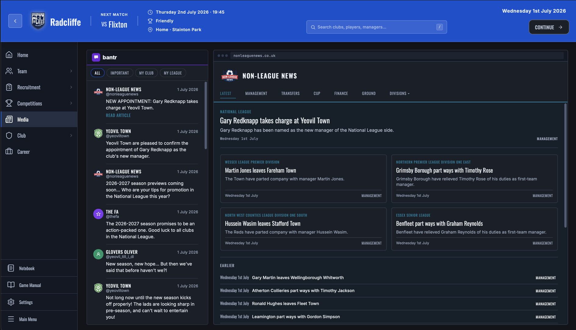 Non-League Manager (2026) screenshots