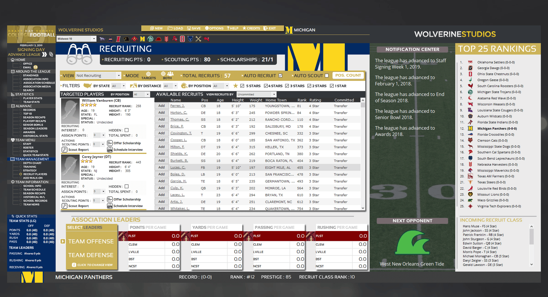 Draft Day Sports: College Football 2019 screenshot