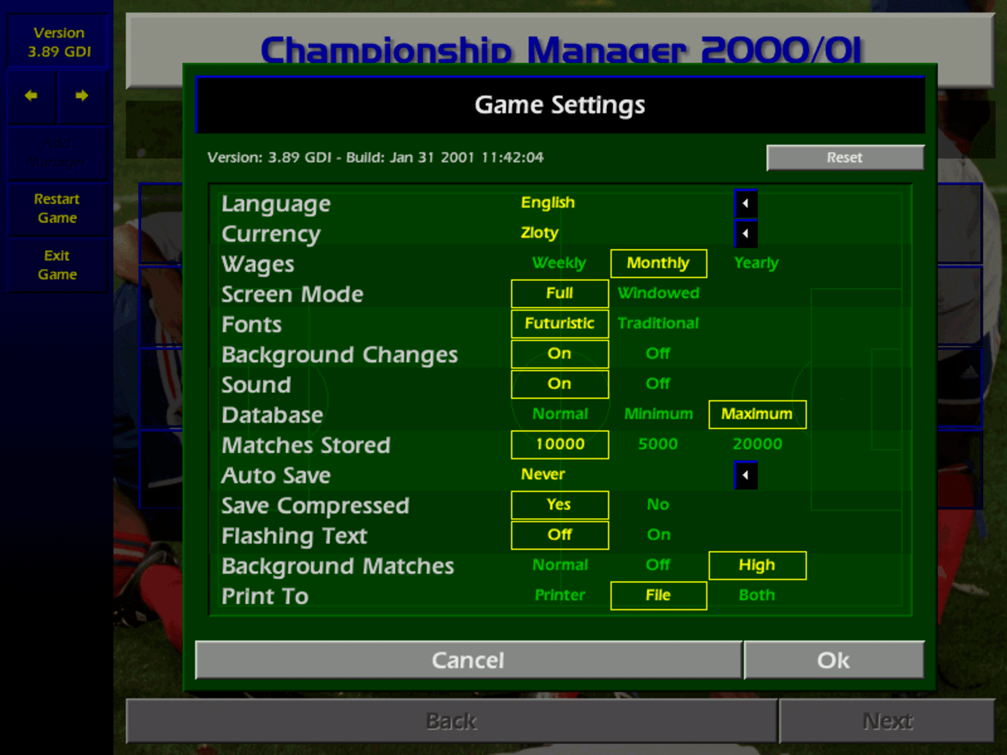 Championship Manager: Season 00/01 screenshot