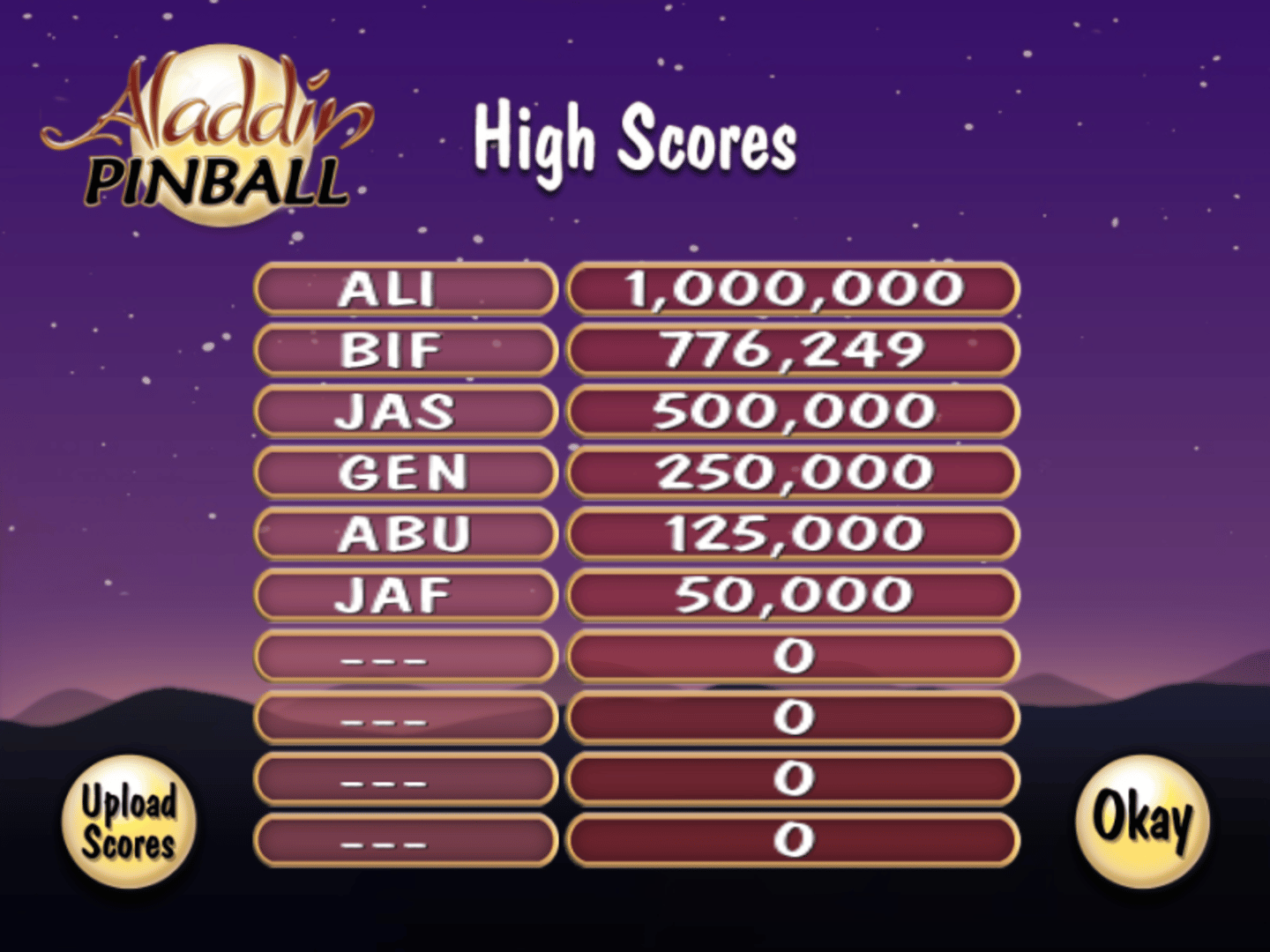 Aladdin Pinball screenshot