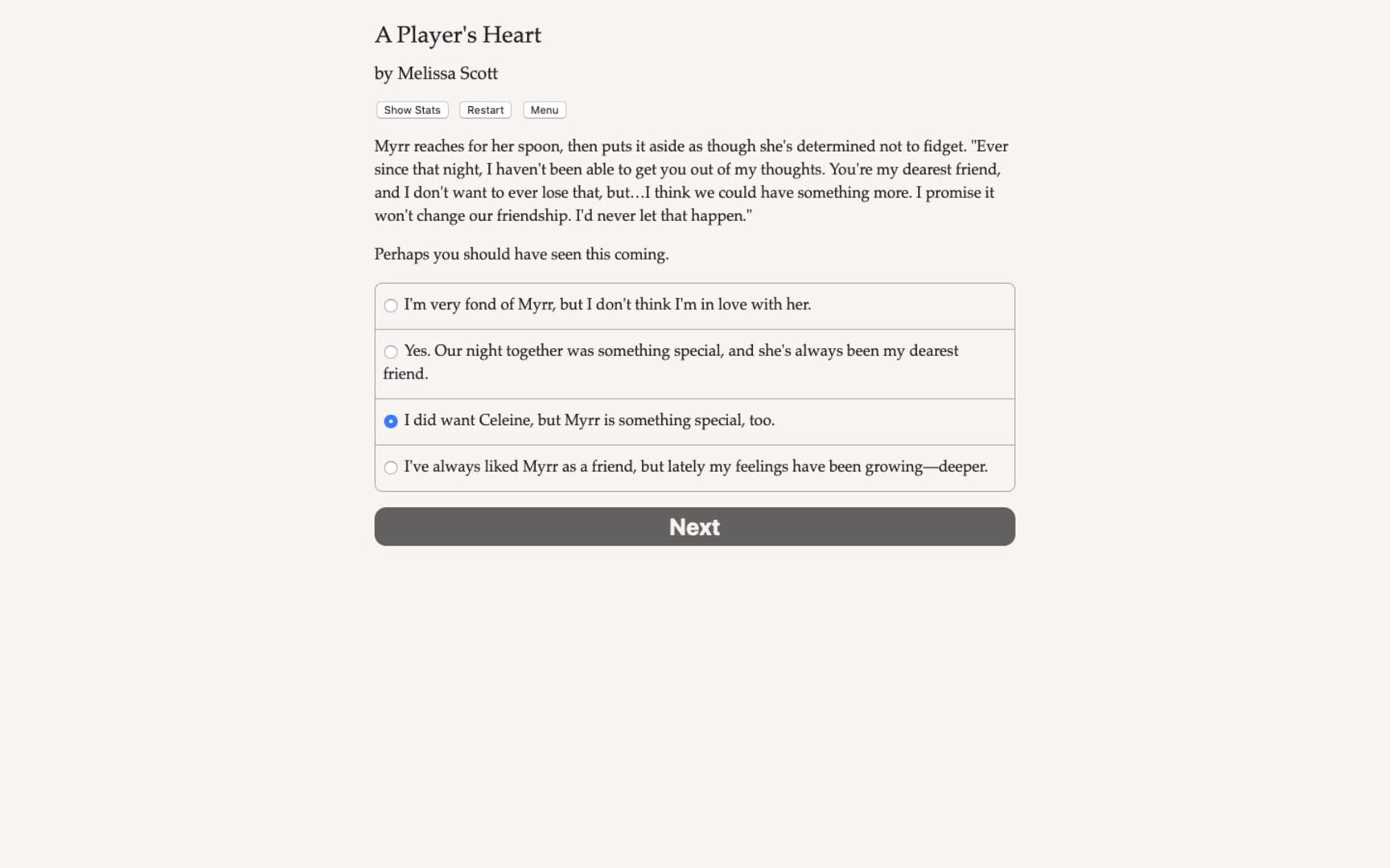 A Player's Heart - Screenshot