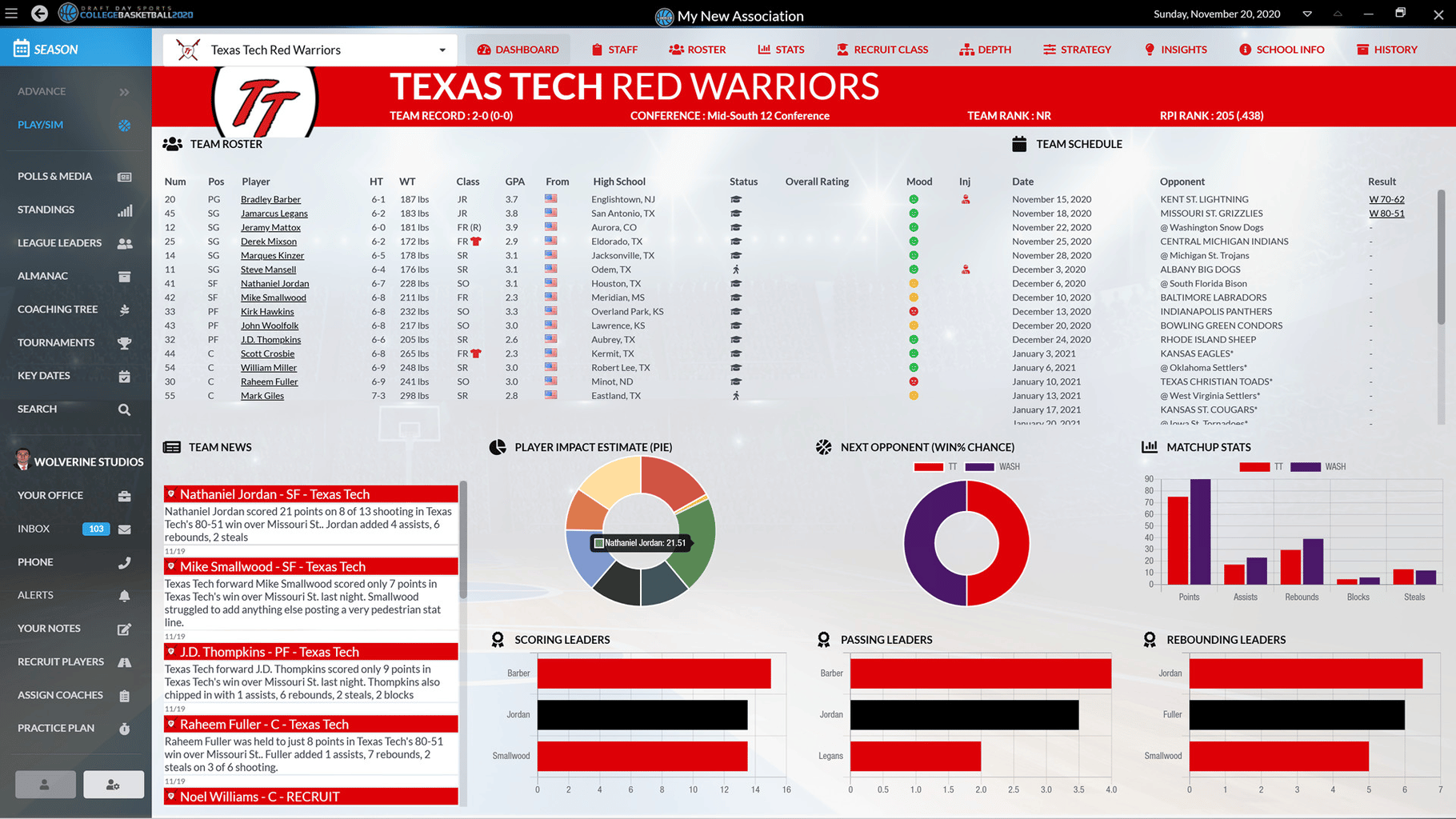 Draft Day Sports: College Basketball 2020 screenshot