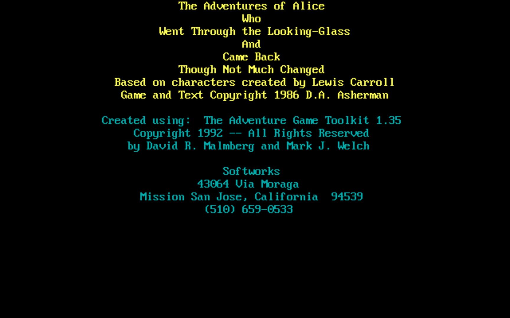 The Adventures of Alice who Went Through the Looking-Glass and Came Back Though Not Much Changed - Screenshot
