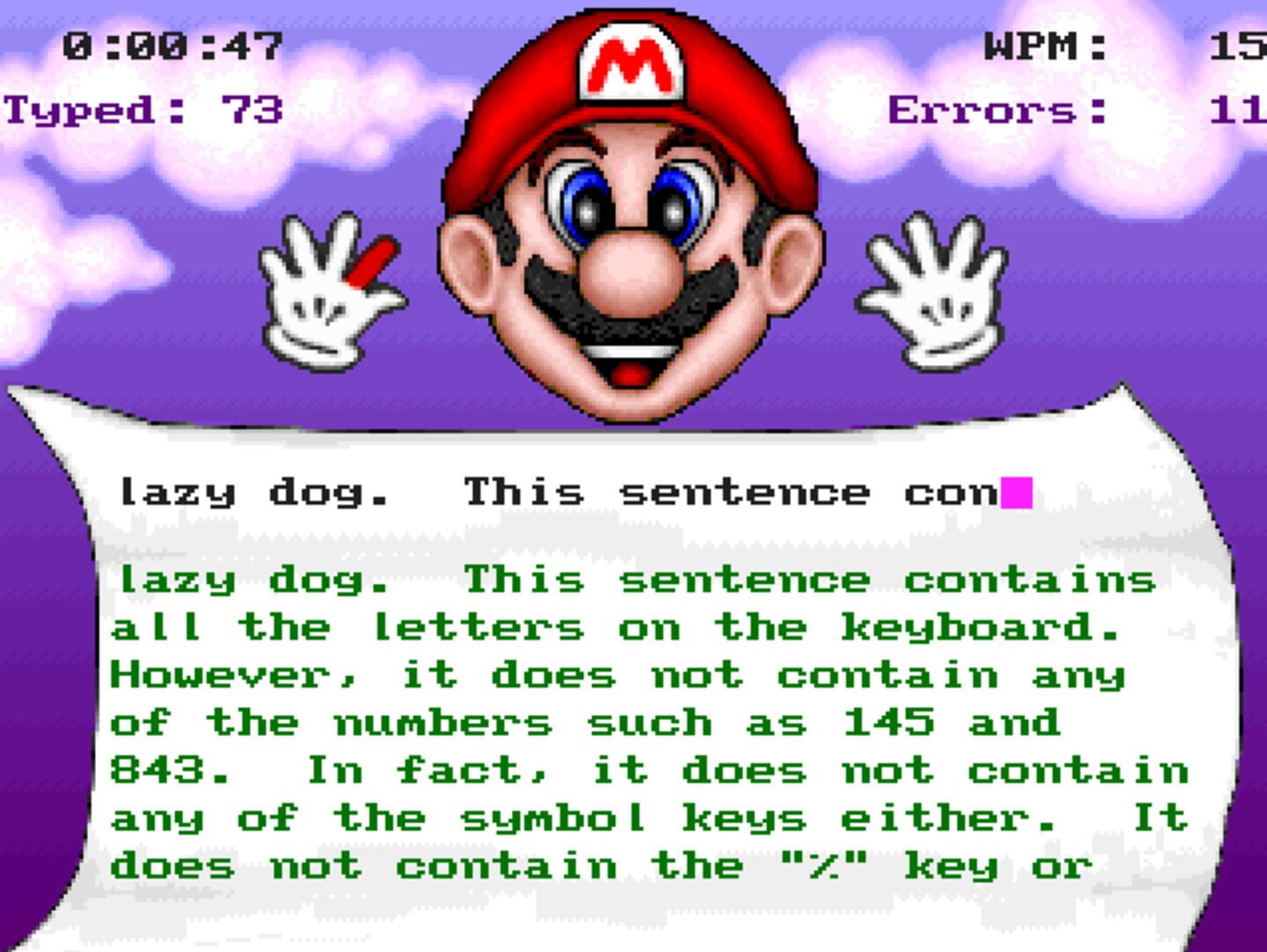 Captura de pantalla - Mario Teaches Typing 2