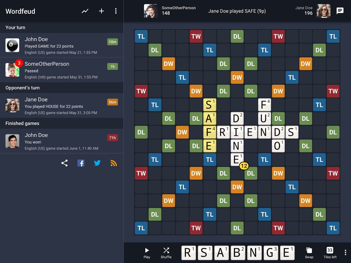 Captura de pantalla - Wordfeud