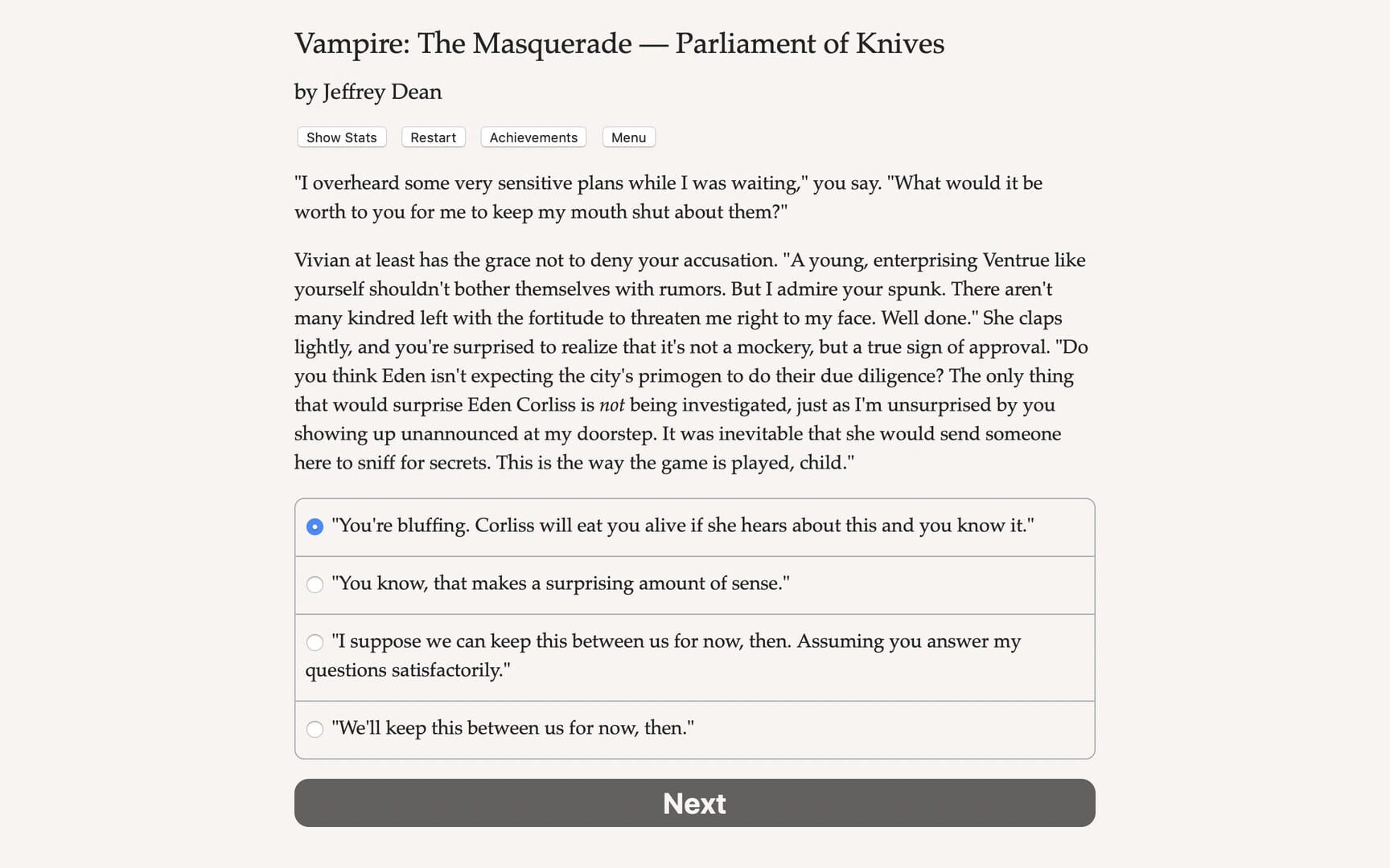 Captura de pantalla - Vampire: The Masquerade - Parliament of Knives