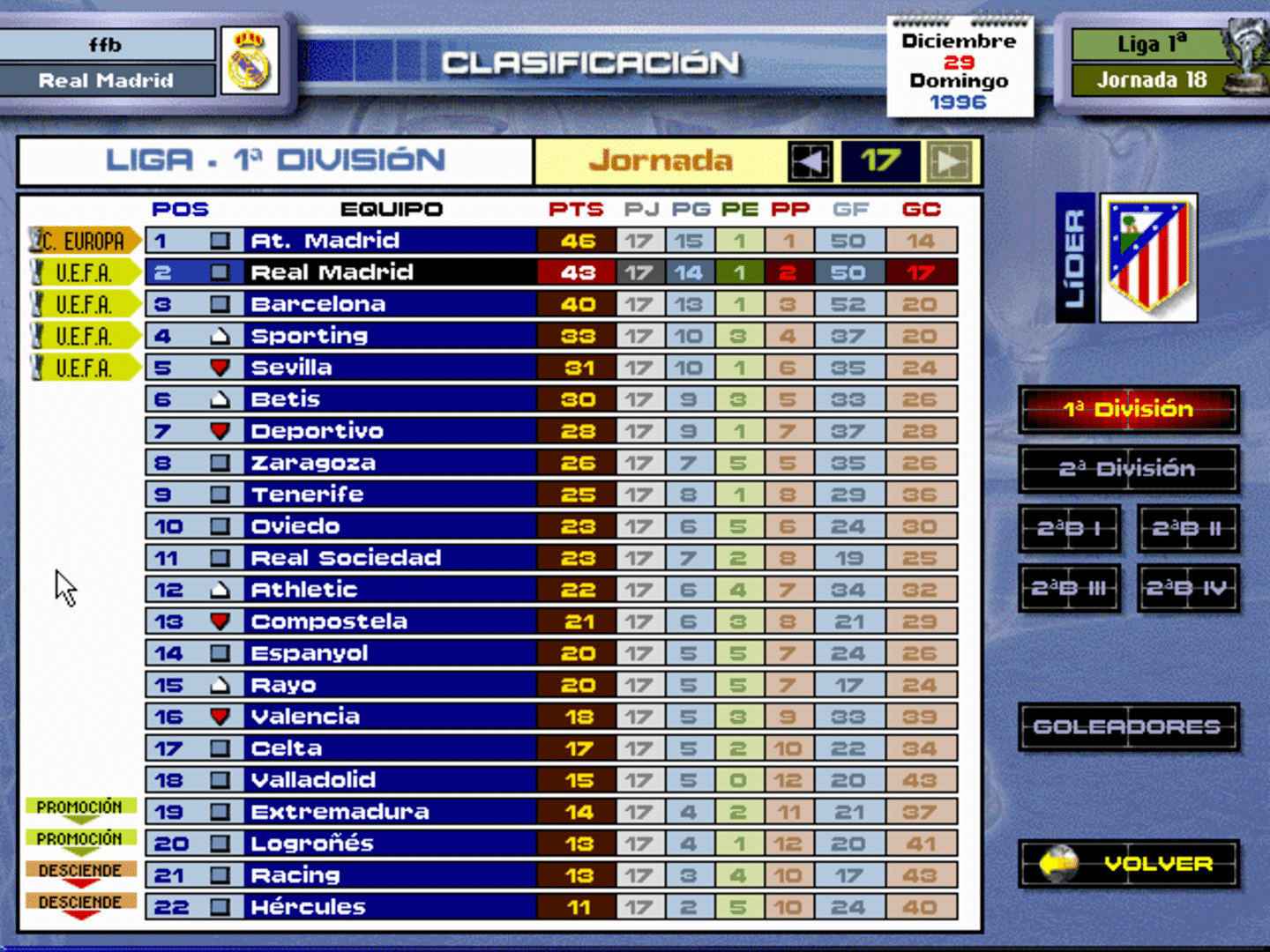 PC Fútbol 5.0 screenshot