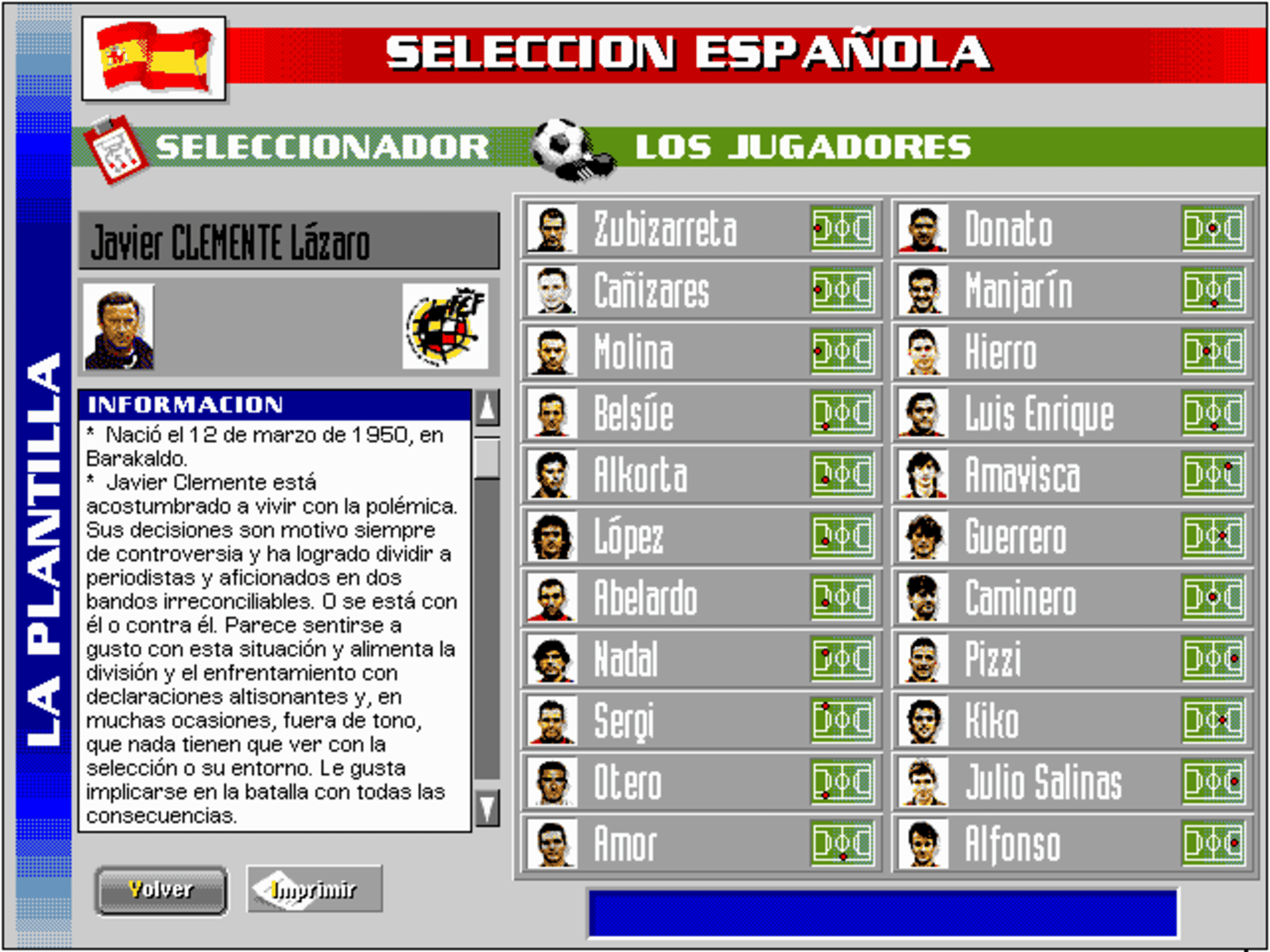 PC Selección Española de Fútbol Eurocopa '96 screenshot