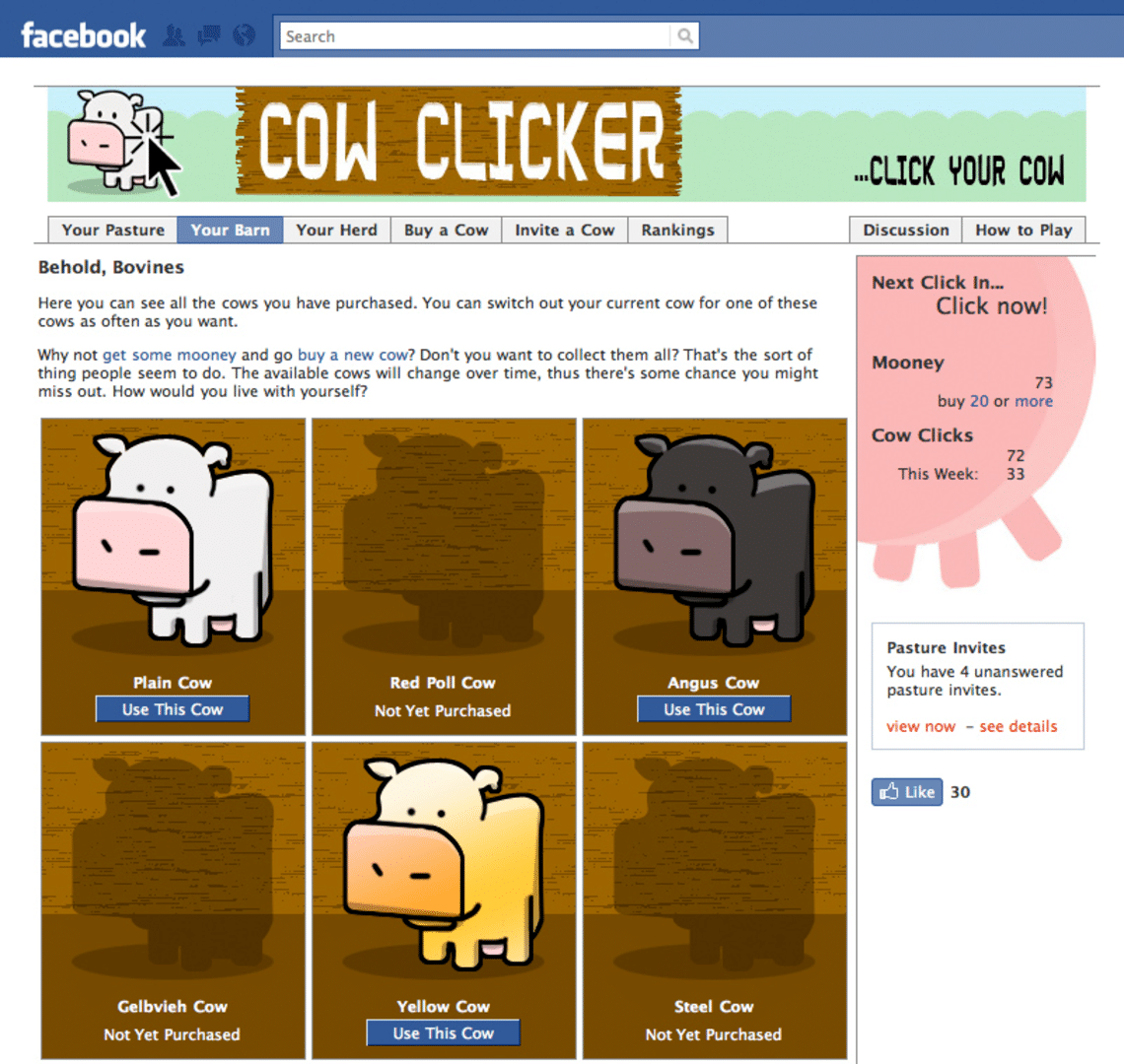 Cow Clicker screenshot