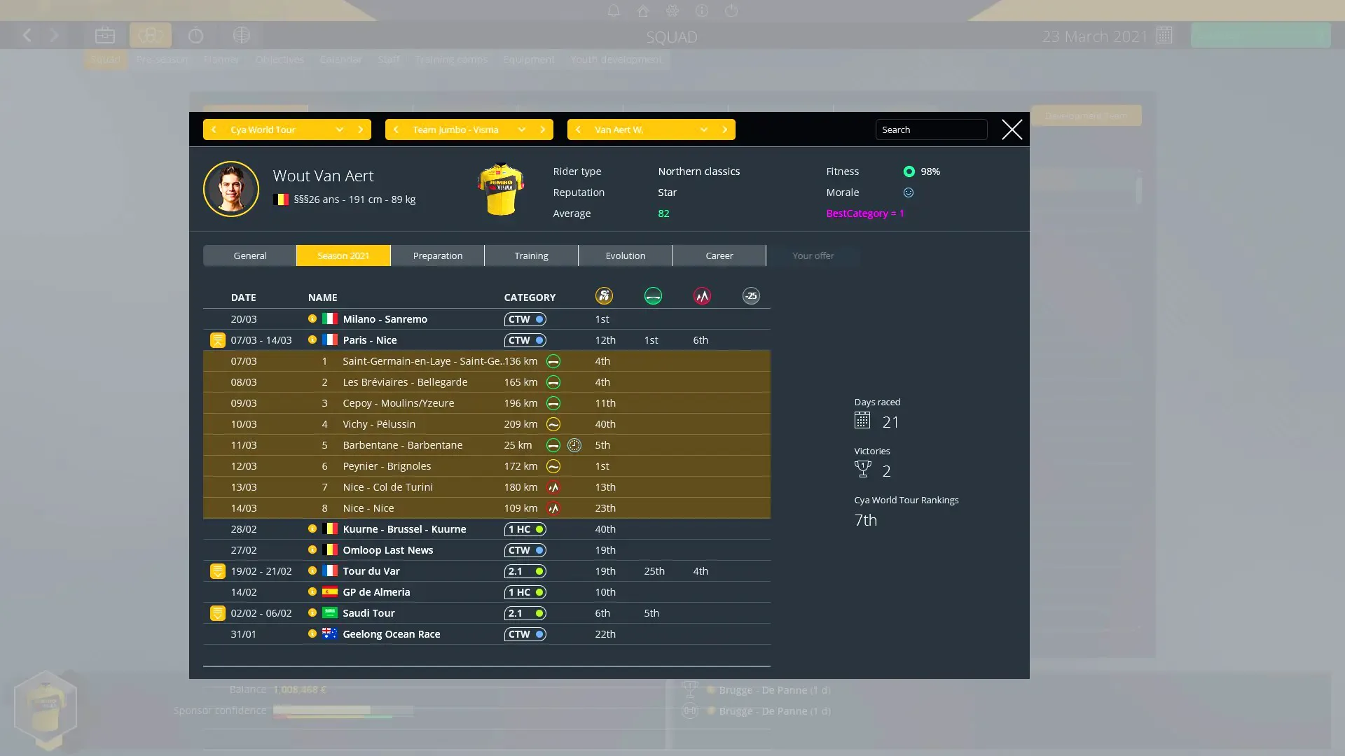 Captura de pantalla - Pro Cycling Manager 2021