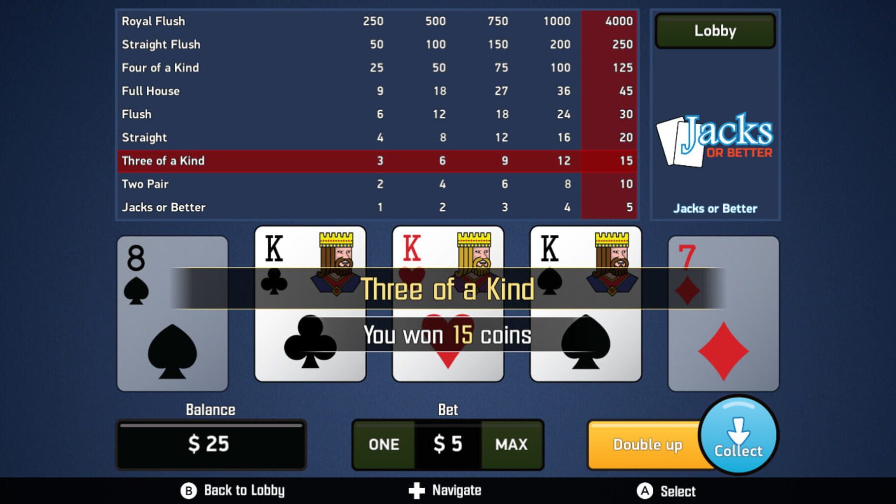 Jacks or Better: Video Poker screenshot