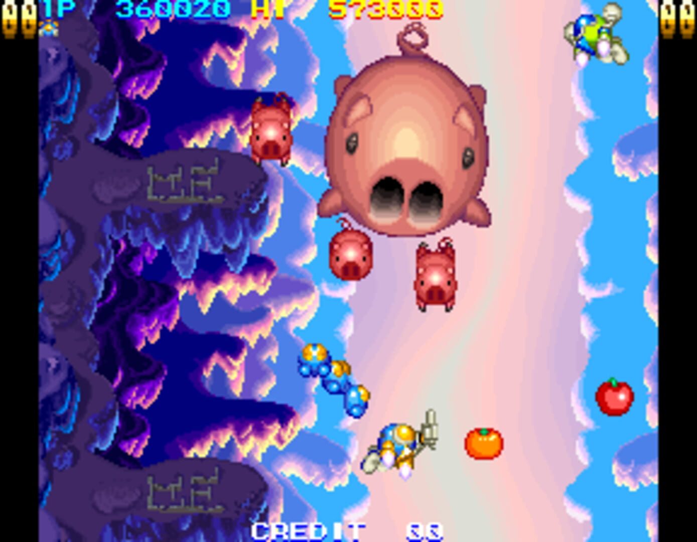 Captura de pantalla - TwinBee Yahho!: Fushigi no Kuni de Ooabare!!