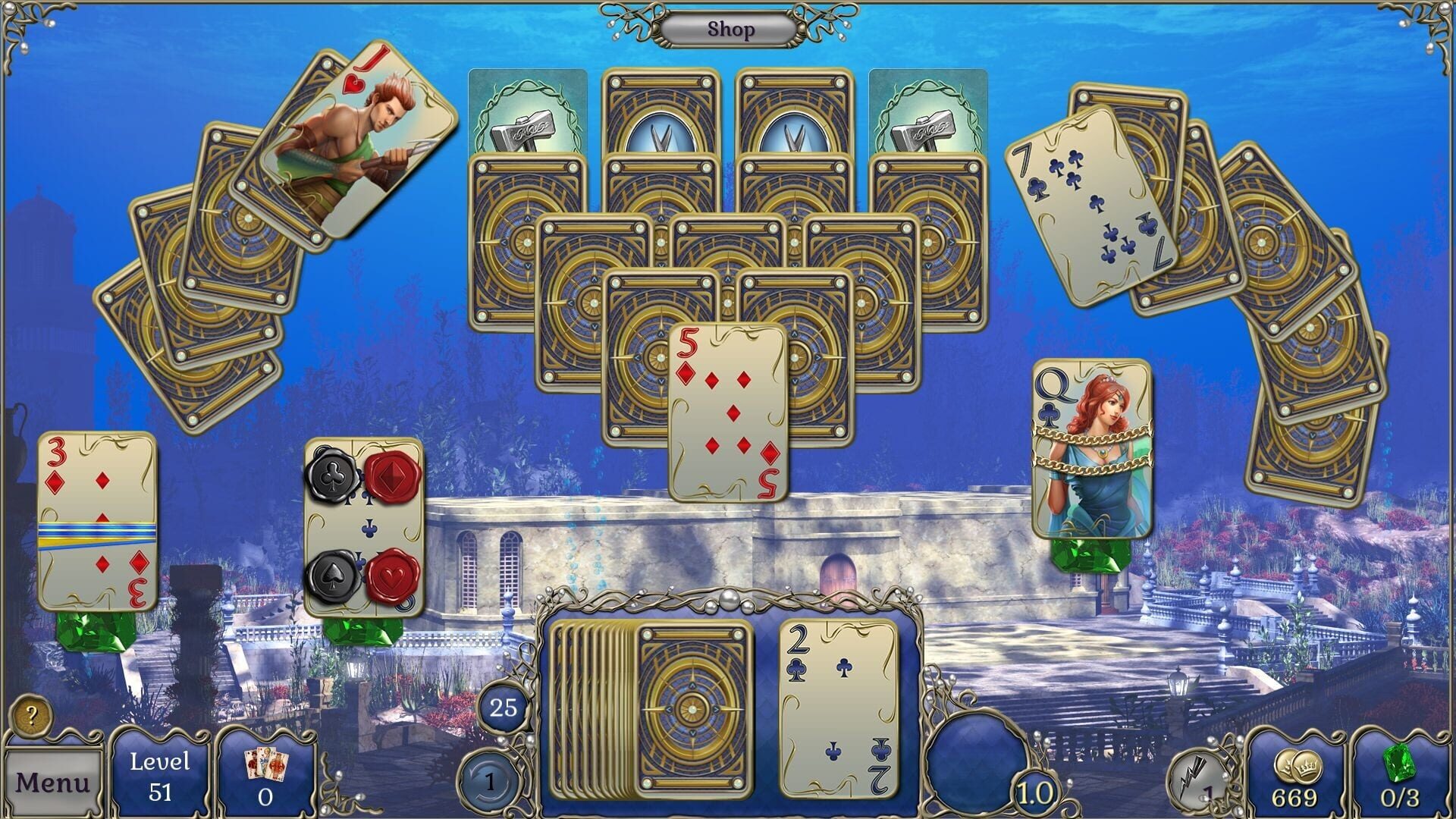 Jewel Match Atlantis Solitaire 2: Collector's Edition - Screenshot