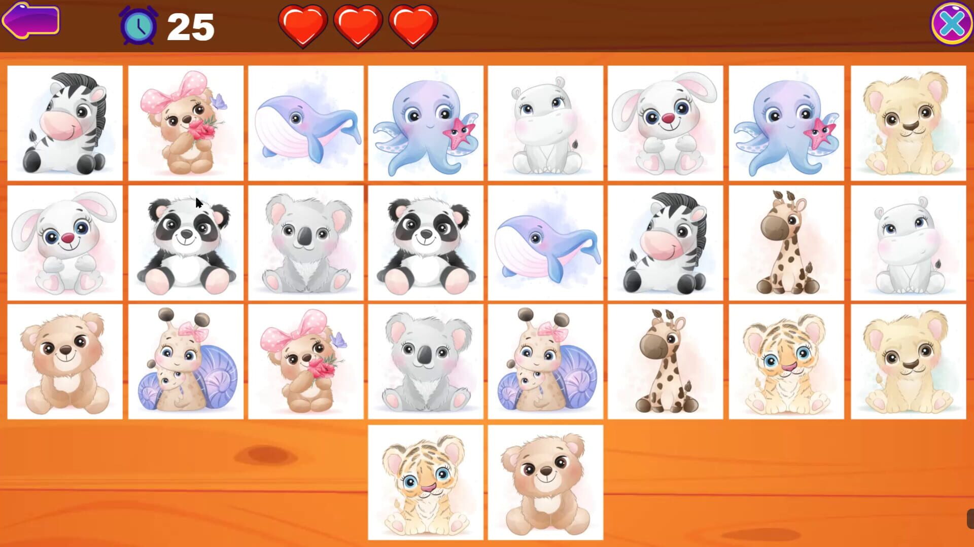 Cute Animals Memory Card Game - Screenshot